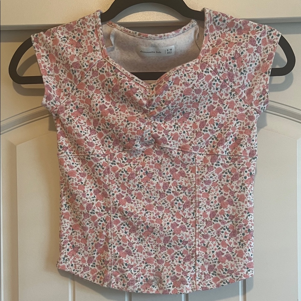 Abercrombie Kids Floral Pink and White Top